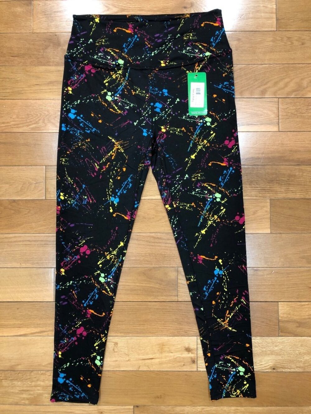 NWT Tipsy Elves Splatter Neon High Waisted Leggings Size L